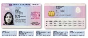 Biometric residence card example for Taylor Hampton Solicitors UK Immigration department