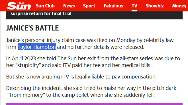 Janice Dickinson vs ITV