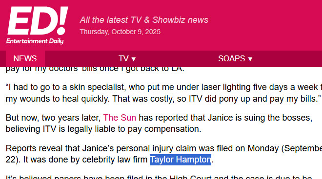 Janice Dickinson vs ITV